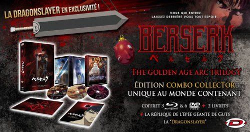 Nouveauté Dybex : les 3 films de Berserk l'Âge d'or en édition collector avec la Dragonslayer