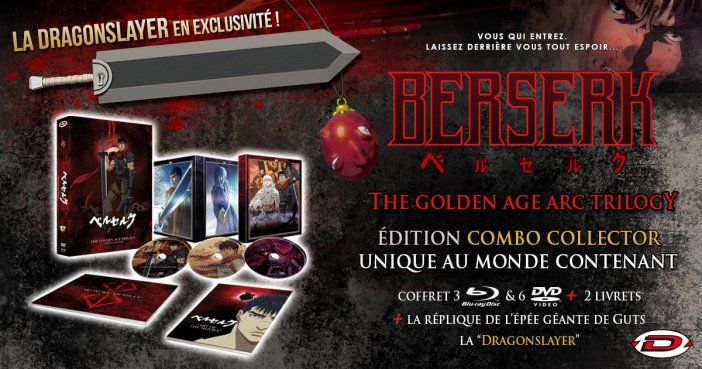 Nouveauté Dybex : les 3 films de Berserk l'Âge d'or en édition collector avec la Dragonslayer