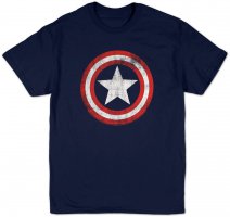 Tee Shirt - Captain America : Bouclier (Bleu marine) - Homme - Cotton Division
