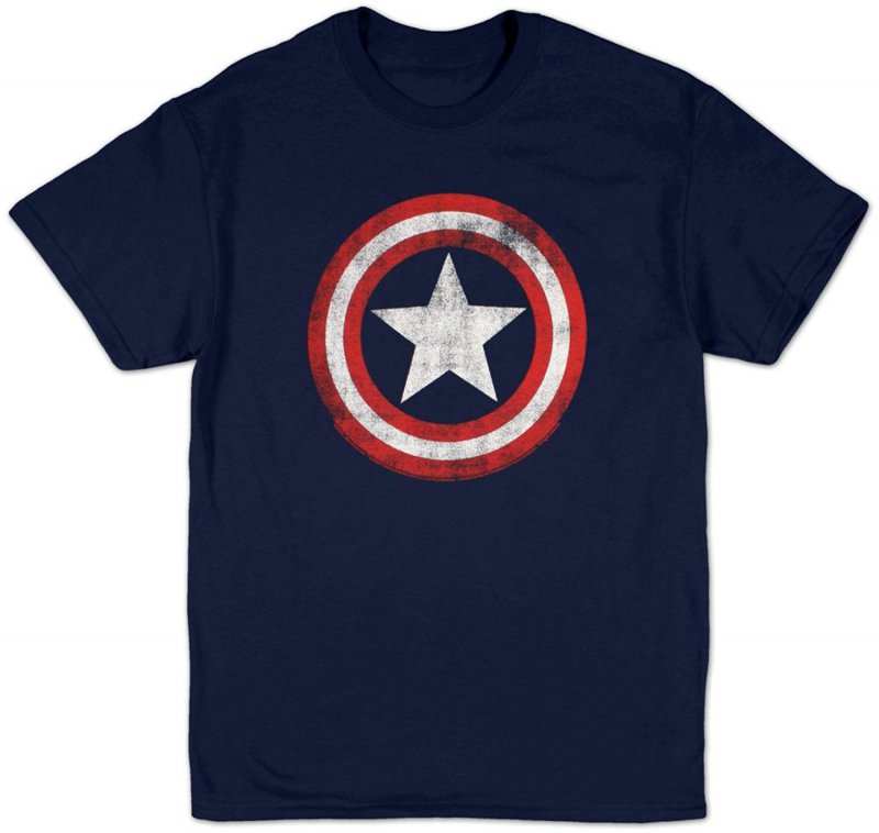 Visuel 1 : Tee Shirt - Captain America : Bouclier (Bleu marine) - Homme - Cotton Division