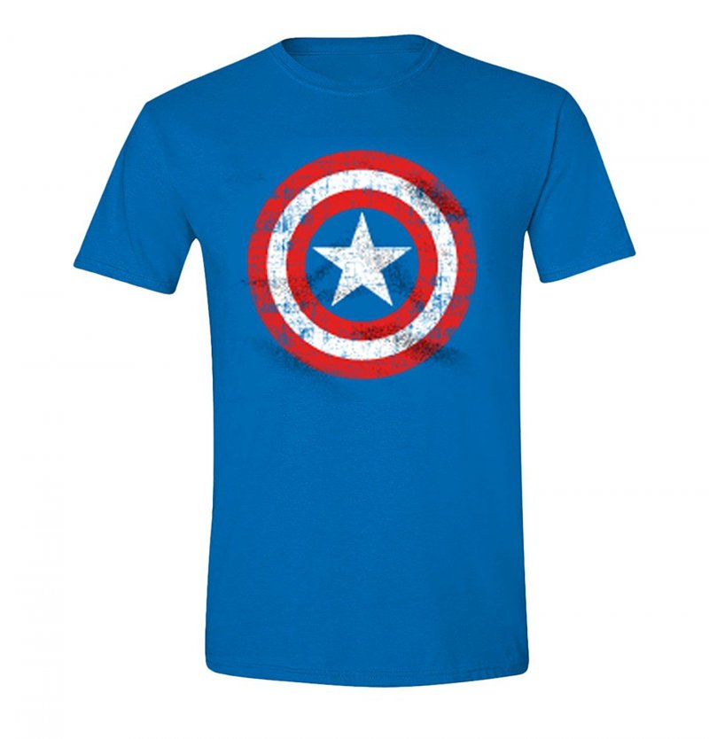 Visuel 1 : Tee Shirt - Captain America : Bouclier (Cobalt) - Homme - Cotton Division
