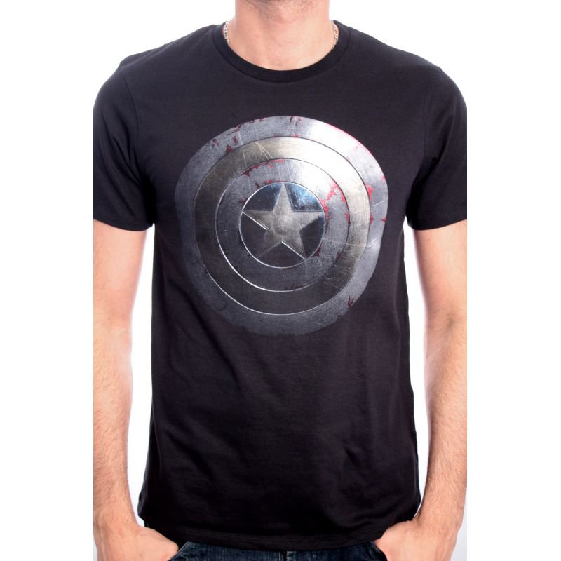 Visuel 1 : Tee Shirt - Captain America : Shield Silver - Homme - Marvel - Cotton Division