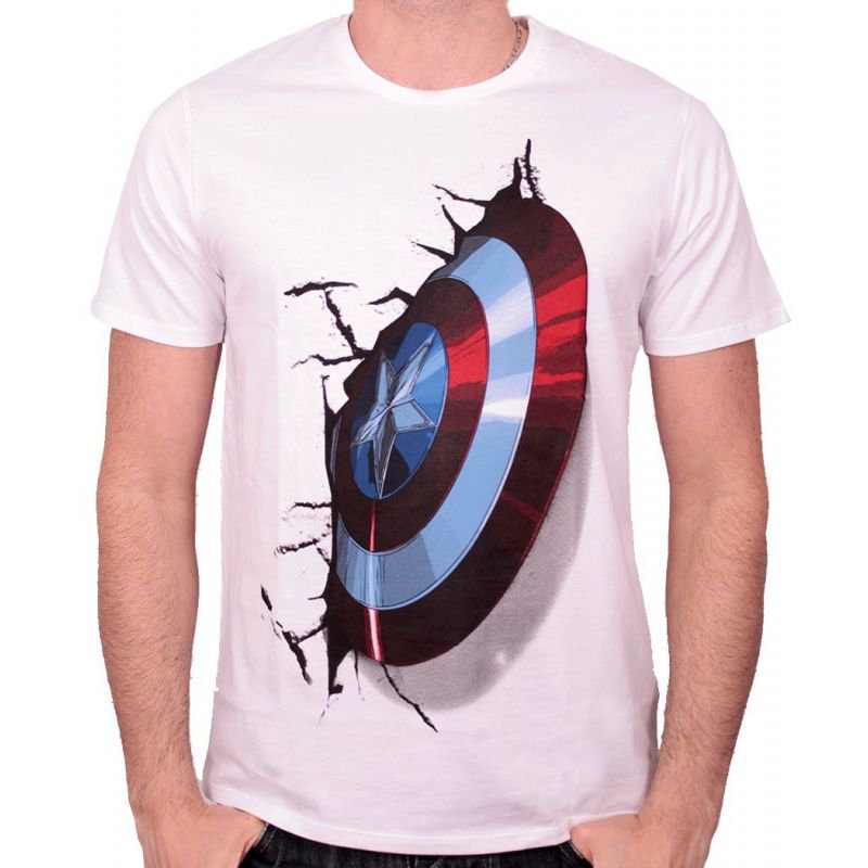Visuel 1 : Tee Shirt - Captain America : Shield on Wall - Homme - Marvel - Cotton Division