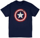 Tee Shirt - Captain America : Bouclier (Bleu marine) - Homme - Cotton Division