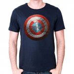 Tee Shirt - Captain America : Bouclier griffé (Bleu marine) - Homme - Marvel