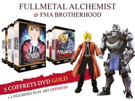 Fullmetal Alchemist - Intégrale (1ère série + Brotherhood) - Pack 5 Coffrets DVD + 2 figurines - Edition Gold